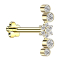 Micro labret sans filetage fleur plaqué or fleur cristaux argent quatre cristaux