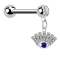 Micro barbell silver with ball and ball crystal silver pendant lucky eye