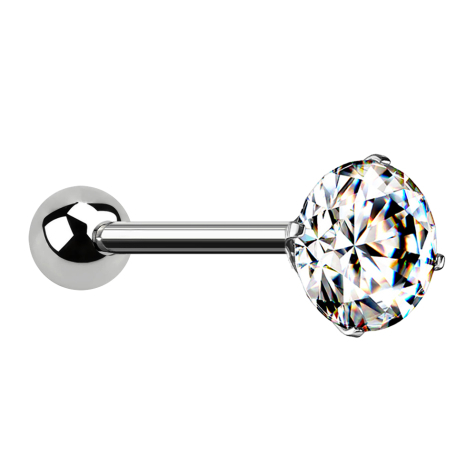 Micro Barbell filetage intérieur argenté avec boule et cristal argenté sertis