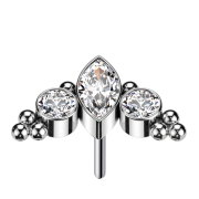 Threadless Ovaler Kristall silber und zwei Kristalle silber