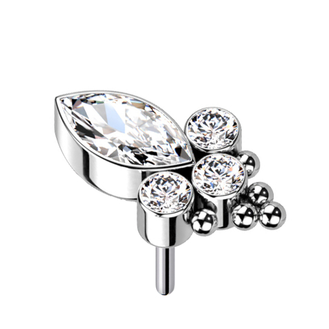 Cristal ovale argenté et trois cristaux argentés