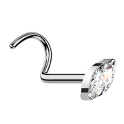 Orecchino a bottone ricurvo in argento con cristallo...
