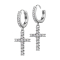 Boucles doreilles à clapet argent cristaux argent pendentif croix