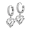 Folding earring silver crystals silver pendant heart