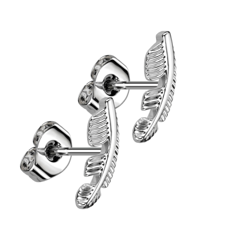 Clous doreilles sans tige argent plume