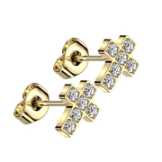 Orecchini a bottone senza filetto placcati oro con...