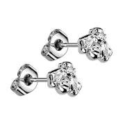 Threadless silver bee stud earrings