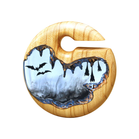 Poids doreille chauve-souris époxy noir en bois dolivier