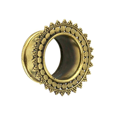 Flesh tunnel gold-plated flower circle with dots