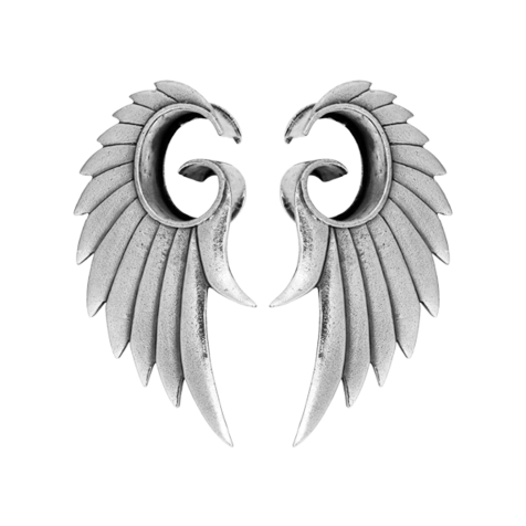 Flesh Tunnel argent ailes dange (2pcs)