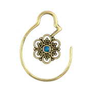 Ohrgewicht Ring vergoldet Kreisblume mit Opal blau