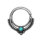 Micro piercing ring silver ball rim with turquoise stone