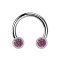 Micro Threadless Circular Barbell silver with two cylinders silver front crystal pink