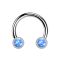 Micro Threadless Circular Barbell argento con due cilindri argento frontale opale blu