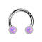 Micro Threadless Circular Barbell argento con due cilindri argento frontale opale viola