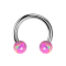 Micro Threadless Circular Barbell argento con due opali rosa