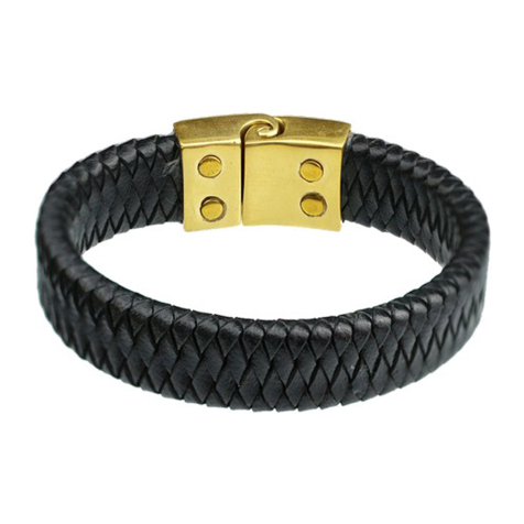 Bracelet en cuir noir tressé losange