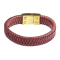 Leather bracelet burgundy braided rhombus