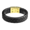 Leather bracelet black braided check
