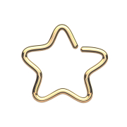 Micro piercing ring star gold-plated with titanium layer
