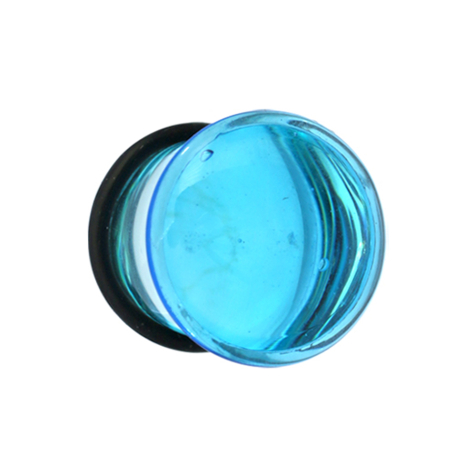 Flared Plug aqua aus Glas mit O-Ring
