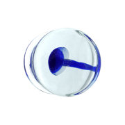 Flared Plug transparent mit blauem Pilz aus Glas