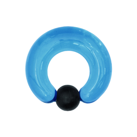 Ball Closure Ring aqua boule noire en verre
