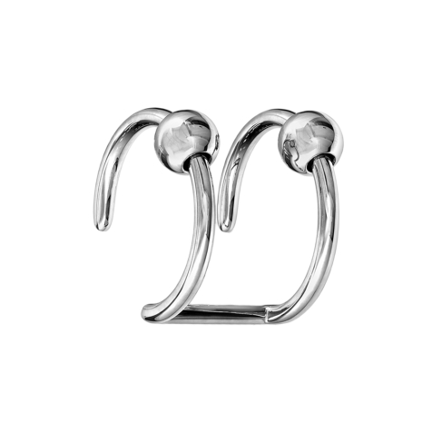 Fake Ear Cuff silber mit 2 Ringen und Kugeln