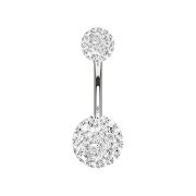Banane en or blanc 14k avec deux boules de cristal en argent
