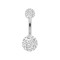 Banane en or blanc 14k avec deux boules de cristal en argent