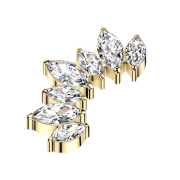 Anello dermico placcato oro a forma di ventaglio con...