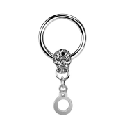 Micro Closure Ring silber Totenkopf mit Handschelle