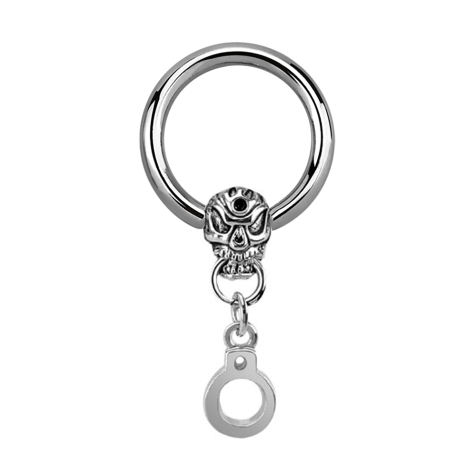 Anello di chiusura teschio dargento con manetta