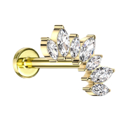 Micro Threadless Labret placcato oro con ventaglio e...