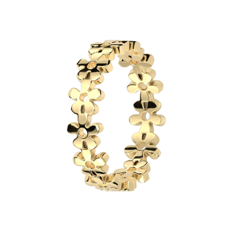 Ring gold-plated connected flowers