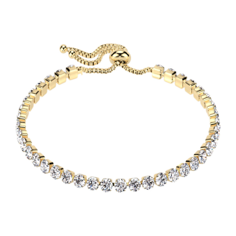 Chaîne ajustable dorée avec cristaux argentés