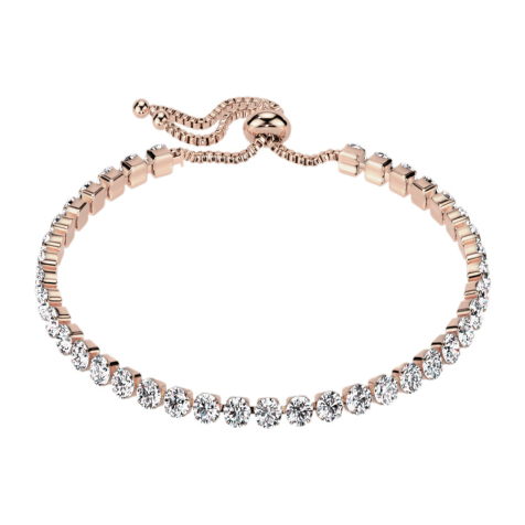 Catena regolabile in oro rosa con cristalli dargento