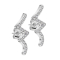 Stud earrings silver wave with crystals silver