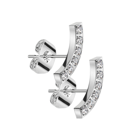 Ohrstecker silber Bogen mit Kristallen silber