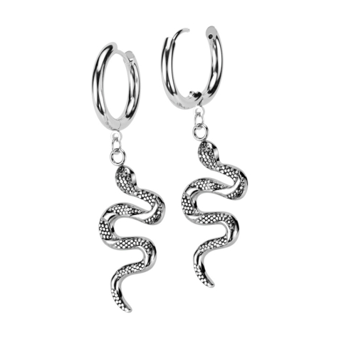 Boucles doreilles argent pendentif serpent