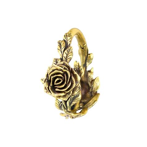 Anello a segmento di peso per orecchio con cerniera placcata oro due rose