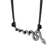 Halskette schwarz Anhänger silber Schlange