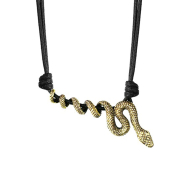 Halskette schwarz Anhänger vergoldet Schlange