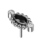 Threadless zwei Kristalle silber zehn Kugeln Ovaler...