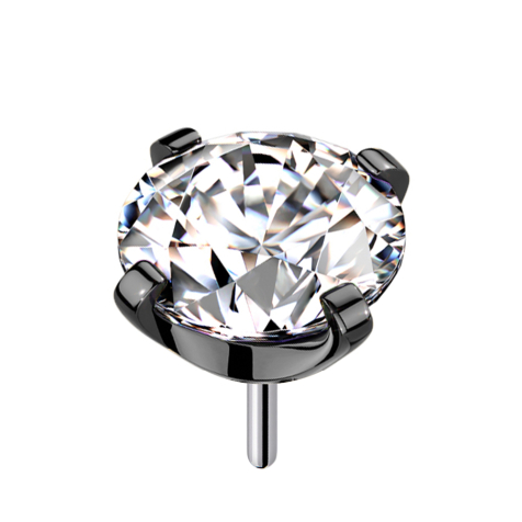 Threadless schwarz mit Kristall silber gefasst