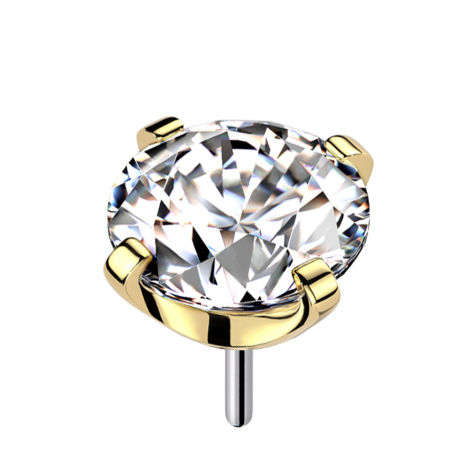 Threadless gold-plated with crystal silver setting