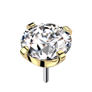 Threadless plaqué or avec cristal serti argent