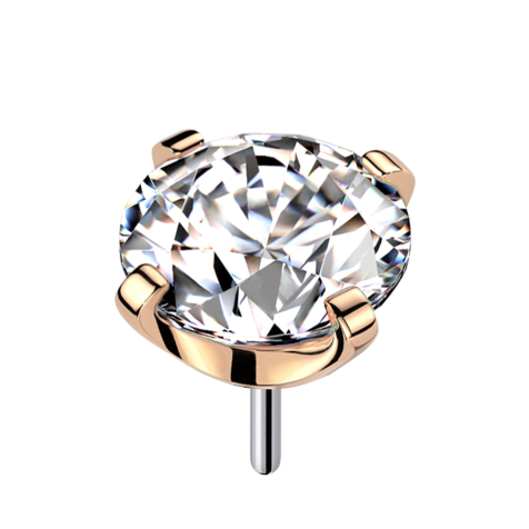 Rosegold sans filetage avec cristal serti dargent