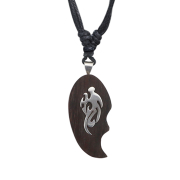 Halskette schwarz Anhänger Tribal Flamme aus Narra Holz