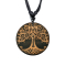 Collier noir pendentif rond arbre de vie en bois Narra